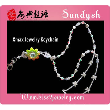 lastest popular magnetic Charm Crystal Christmas Lanyards Green Crystal Keychain